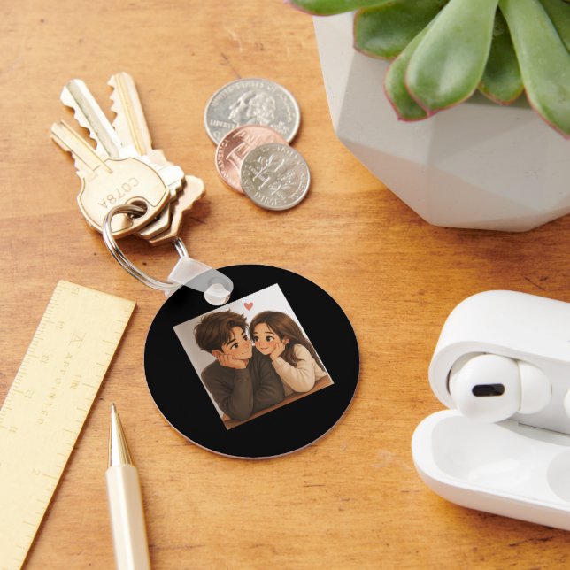 Cute Cartoon Couple Key Ring (Desk)