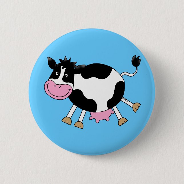 Cute cartoon cow 6 cm round badge (Front)