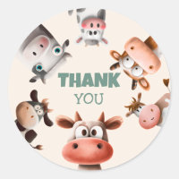 Cute Cartoon Cow Birthday Thank You