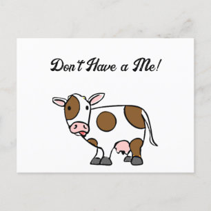Cute Cartoon Cow Brown and White Farm Animal Postcard