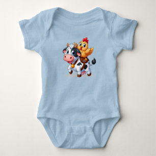cute cartoon cow/chicken baby bodysuit