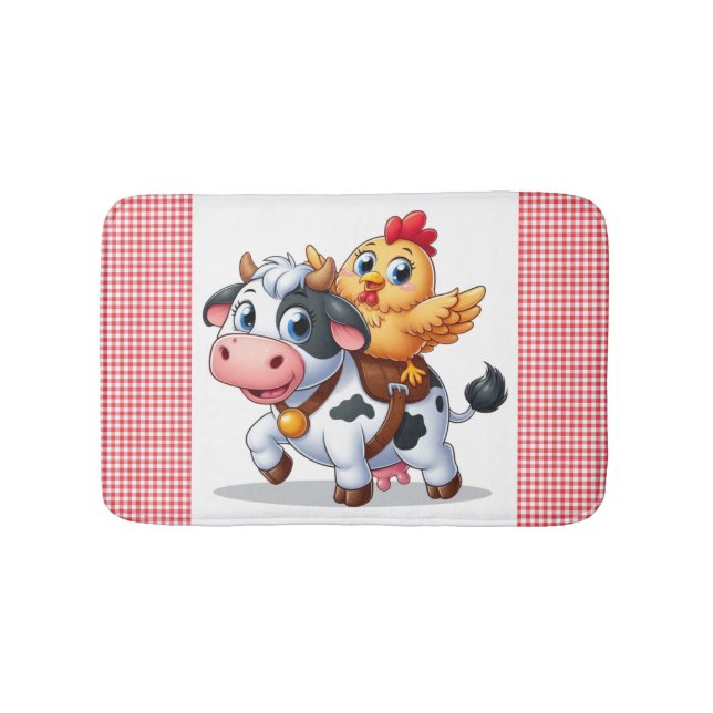cute cartoon cow/chicken bath mat (Front)