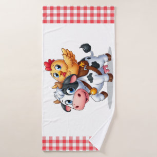 cute cartoon cow/chicken bath towel