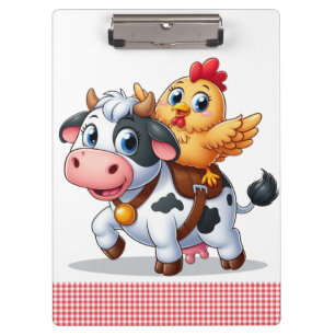 cute cartoon cow/chicken clipboard