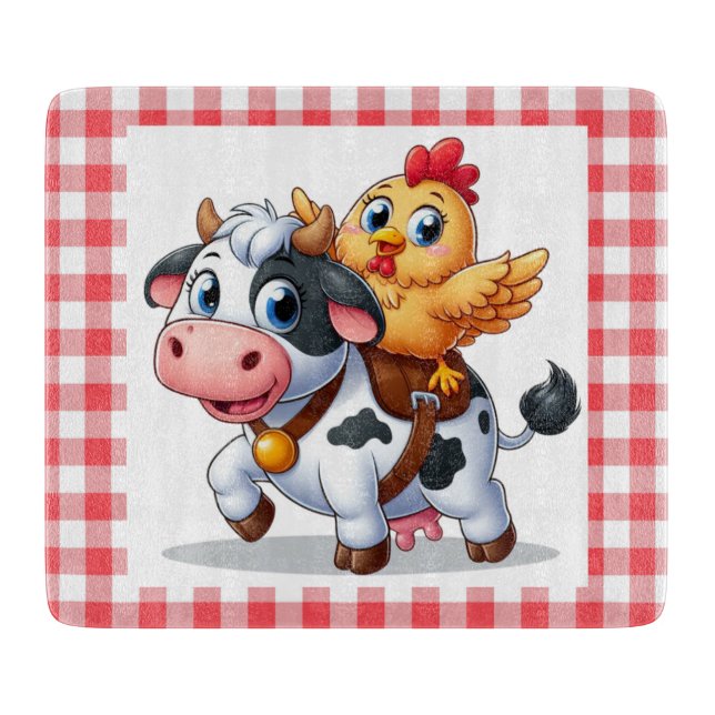 cute cartoon cow/chicken cutting board (Front)