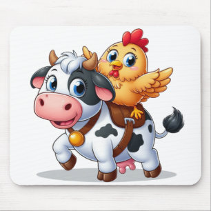 cute cartoon cow/chicken mouse pad
