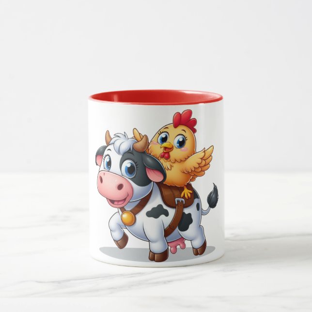 cute cartoon cow/chicken mug (Center)