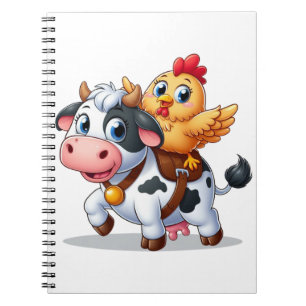 cute cartoon cow/chicken notebook