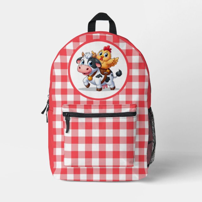 cute cartoon cow/chicken printed backpack (Front)