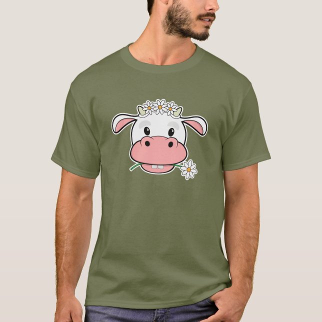 Cute Cartoon Cow | Kawaii Farm Animal T-Shirt (Front)