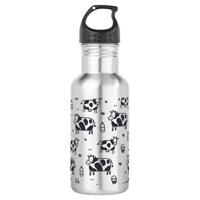 Cute Cartoon Cow Pattern 532 Ml Water Bottle (Front)