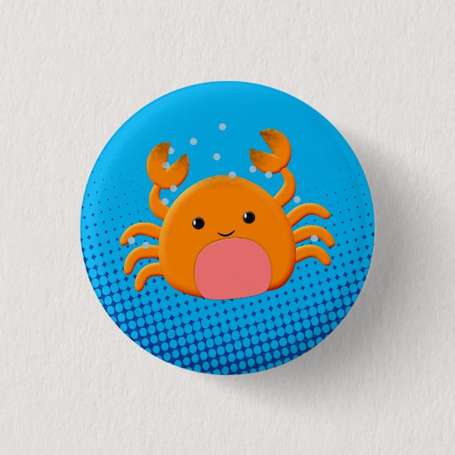 Cute Cartoon Crab Blue Ocean 3 Cm Round Badge (Front)