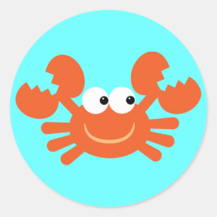 Cute cartoon crab blue stickers for kids