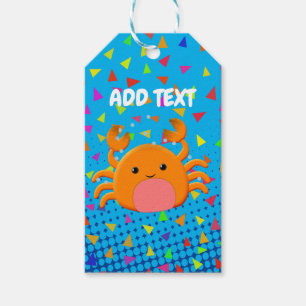 Cute Cartoon Crab With Confetti Gift Tags