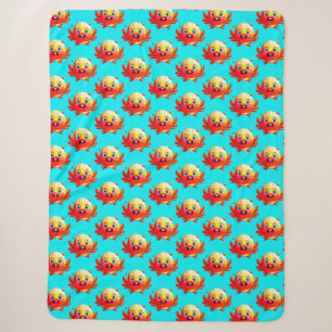 Cute Cartoon Crabs Sherpa Blanket
