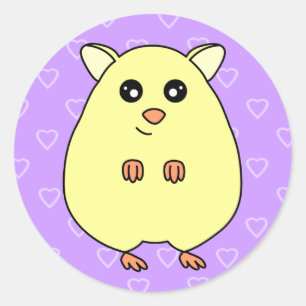 Cute Cartoon Cream Hamster Purple Stickers