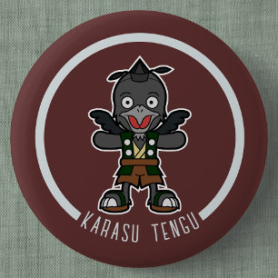 Cute Cartoon Crow Tengu   Japanese Yokai 6 Cm Round Badge