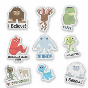 Cute Cartoon Cryptids and Monsters Sticker Set