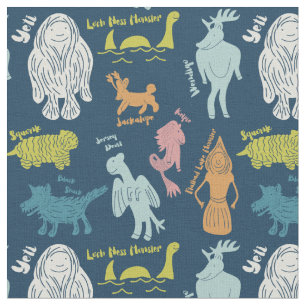 Cute Cartoon Cryptids ID Guide Fabric