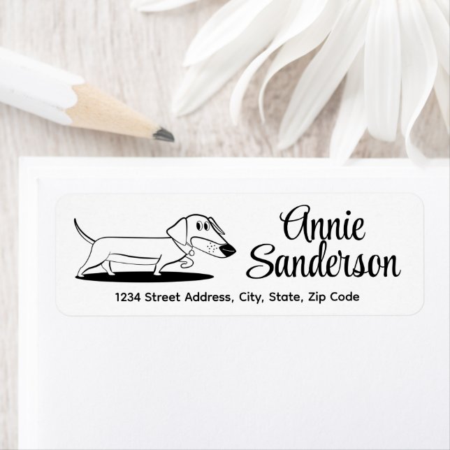 Cute Cartoon Dachshund  Return Address Label (Insitu)