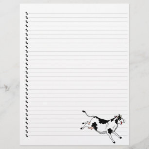 Cute Cartoon Dairy Cow Lined Pet Letterhead