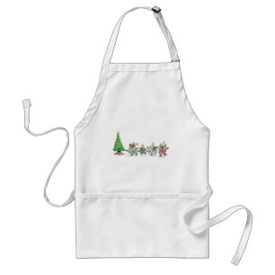 Cute Cartoon Dancing Christmas Presents and Tree Standard Apron