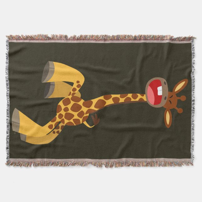 Cute Cartoon Dancing Giraffe Throw Blanket (Front)