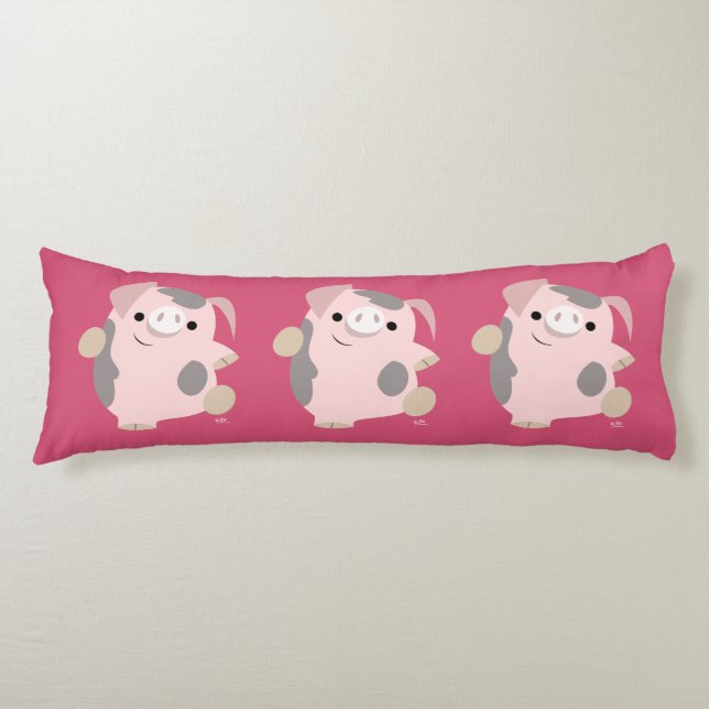 Cute Cartoon Dancing Pig Body Pillow (Front)