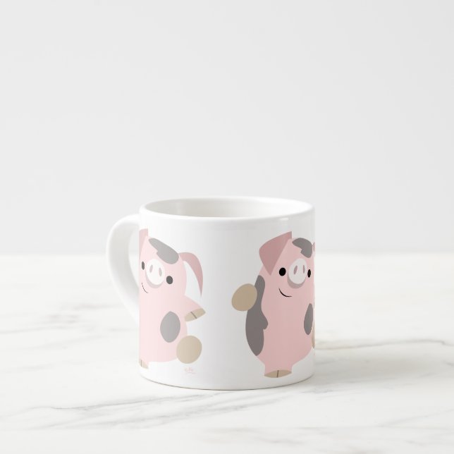 Cute Cartoon Dancing Pig Espresso Mug (Front Left)