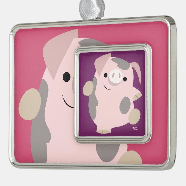 Cute Cartoon Dancing Pig Pattern Ornament (Left)
