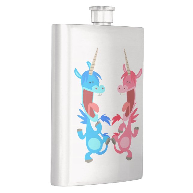 Cute Cartoon Dancing Unicorns Classic Flask (Right)