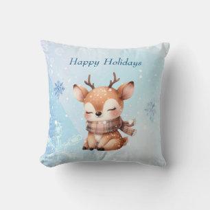 Cute Cartoon Deer in Snow Cushion