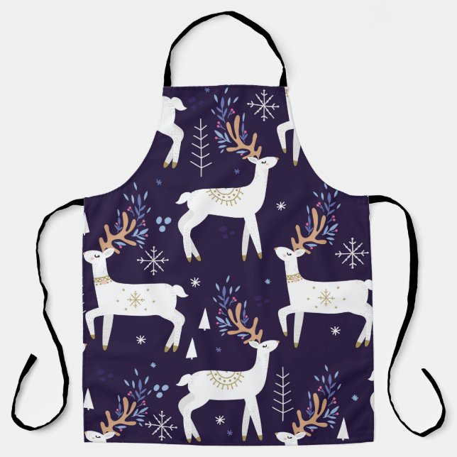 Cute cartoon deer seamless pattern, nursery backgr apron (Front)