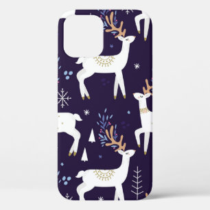 Cute cartoon deer seamless pattern, nursery backgr iPhone 12 case