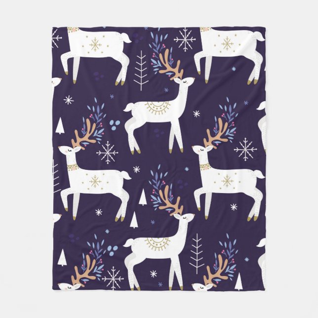 Cute cartoon deer seamless pattern, nursery backgr fleece blanket (Front)