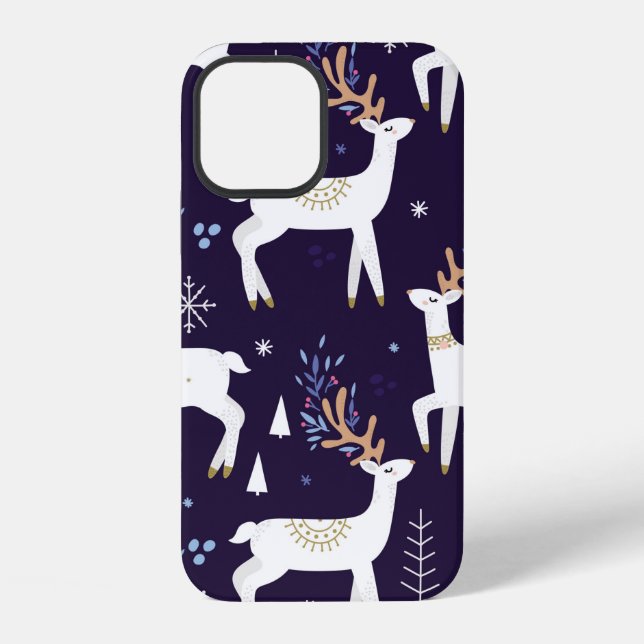 Cute cartoon deer seamless pattern, nursery backgr iPhone case (Back)