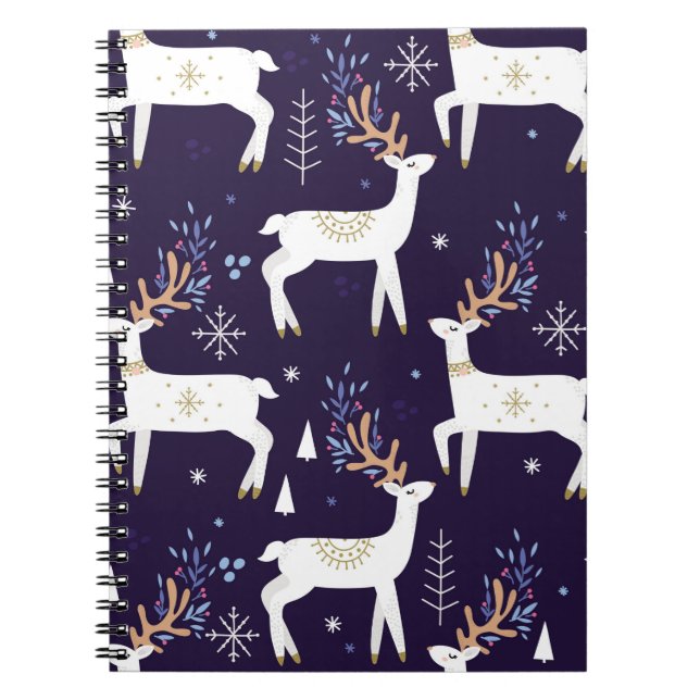 Cute cartoon deer seamless pattern, nursery backgr notebook (Front)