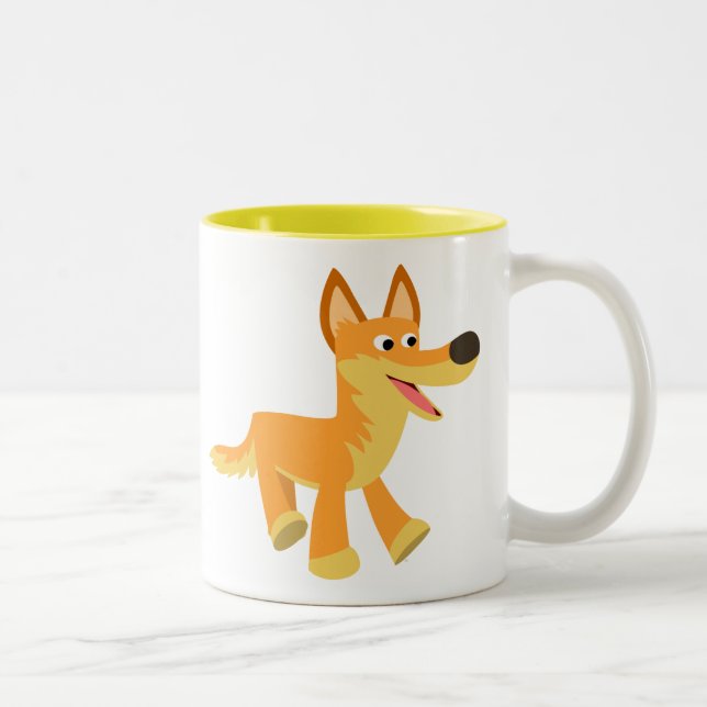Cute Cartoon Dingo Two-Tone Coffee Mug (Right)