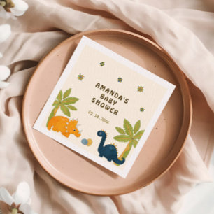Cute Cartoon Dinosaur Baby Shower Napkin