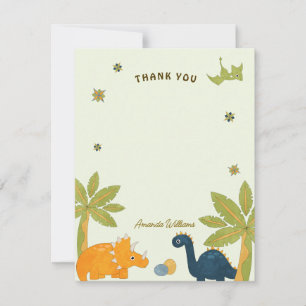 Cute Cartoon Dinosaur Baby Shower Thank You Card