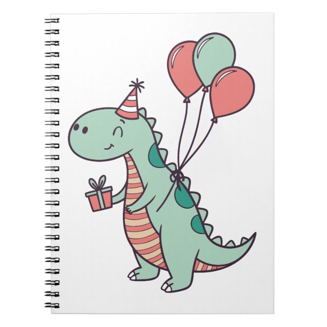 Cute Cartoon Dinosaur Birthday Design Notebook (Front)