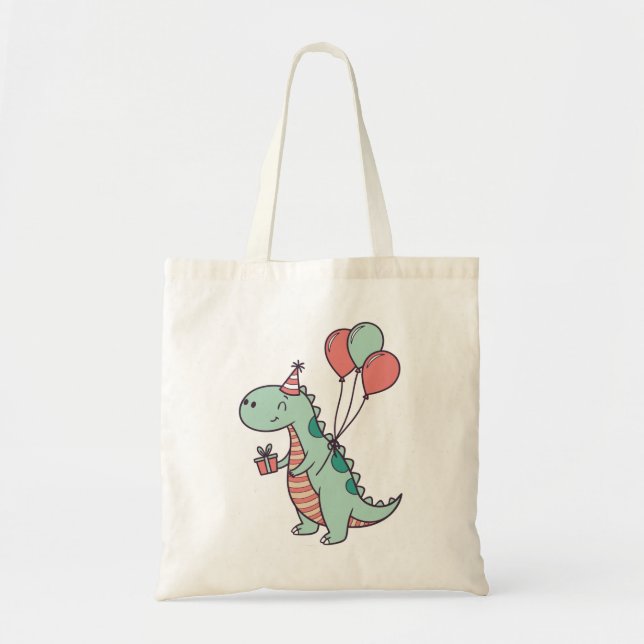 Cute Cartoon Dinosaur Birthday Design Tote Bag (Front)