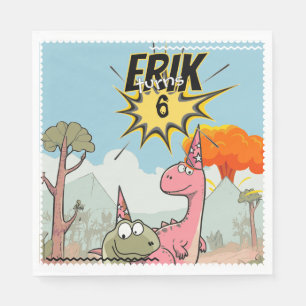 Cute Cartoon Dinosaur Birthday Napkin