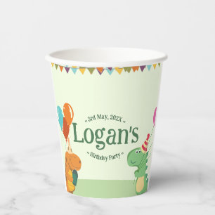 Cute Cartoon Dinosaur Birthday Party Paper Cups