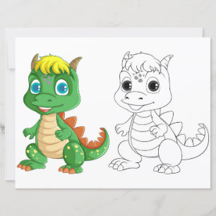 Cute Cartoon dinosaur colouring page