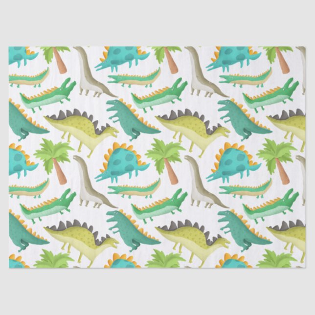 Cute Cartoon Dinosaur Decoupage Tissue Paper (Front)