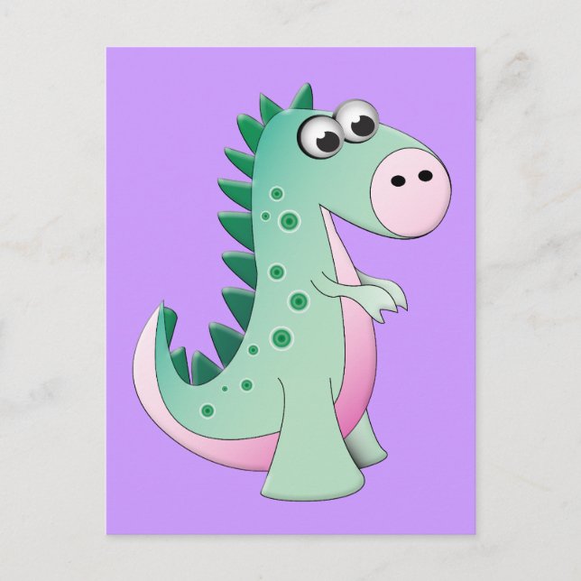 Cute Cartoon Dinosaur Postcard (Front)