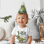 Cute Cartoon Dinosaur Theme Boy Kids Birthday Party Hat<br><div class="desc">These super cute & fun cartoon t-rex dinosaur theme Birthday Party Hats, is the perfect added decoration touch for your little one's dinosaur Jurassic theme birthday party! Designed to match kid's birthday party invitations, banner, napkins, plates, sugar cookie treats, birthday year t-shirts for kids and family, other party decorations, these...</div>