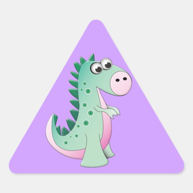 Cute Cartoon Dinosaur Triangle Sticker (Front)