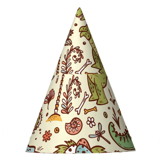 Cute Cartoon Dinosaur Vintage Pattern Party Hat (Front)